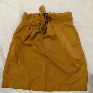 Dynamite Mustard Paperbag Waist Pencil Skirt with Tie